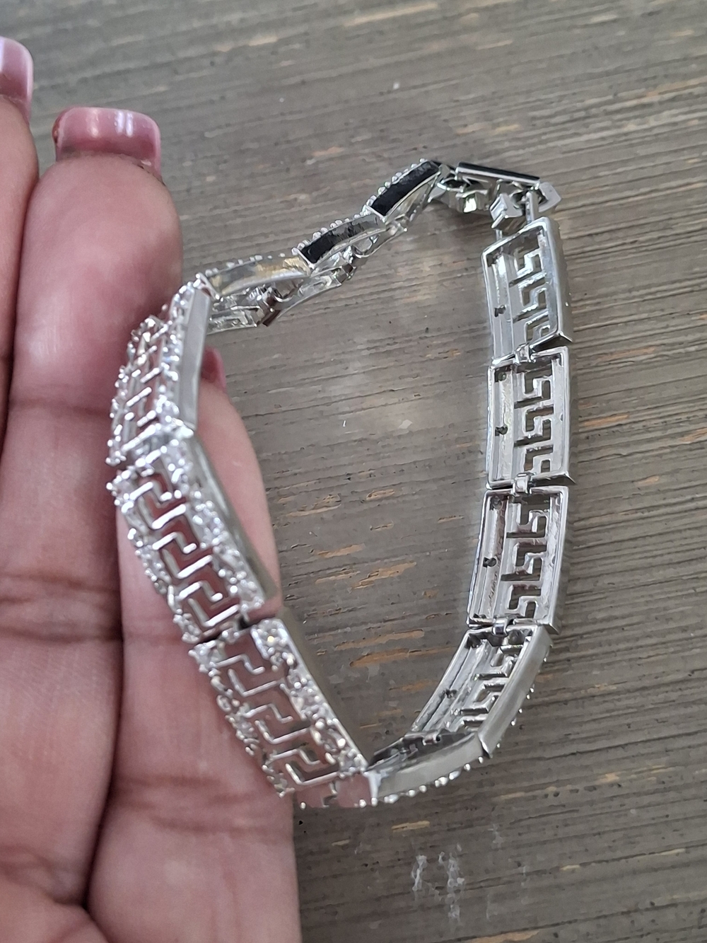Silver-Tone Greek Key Link Bracelet - Women